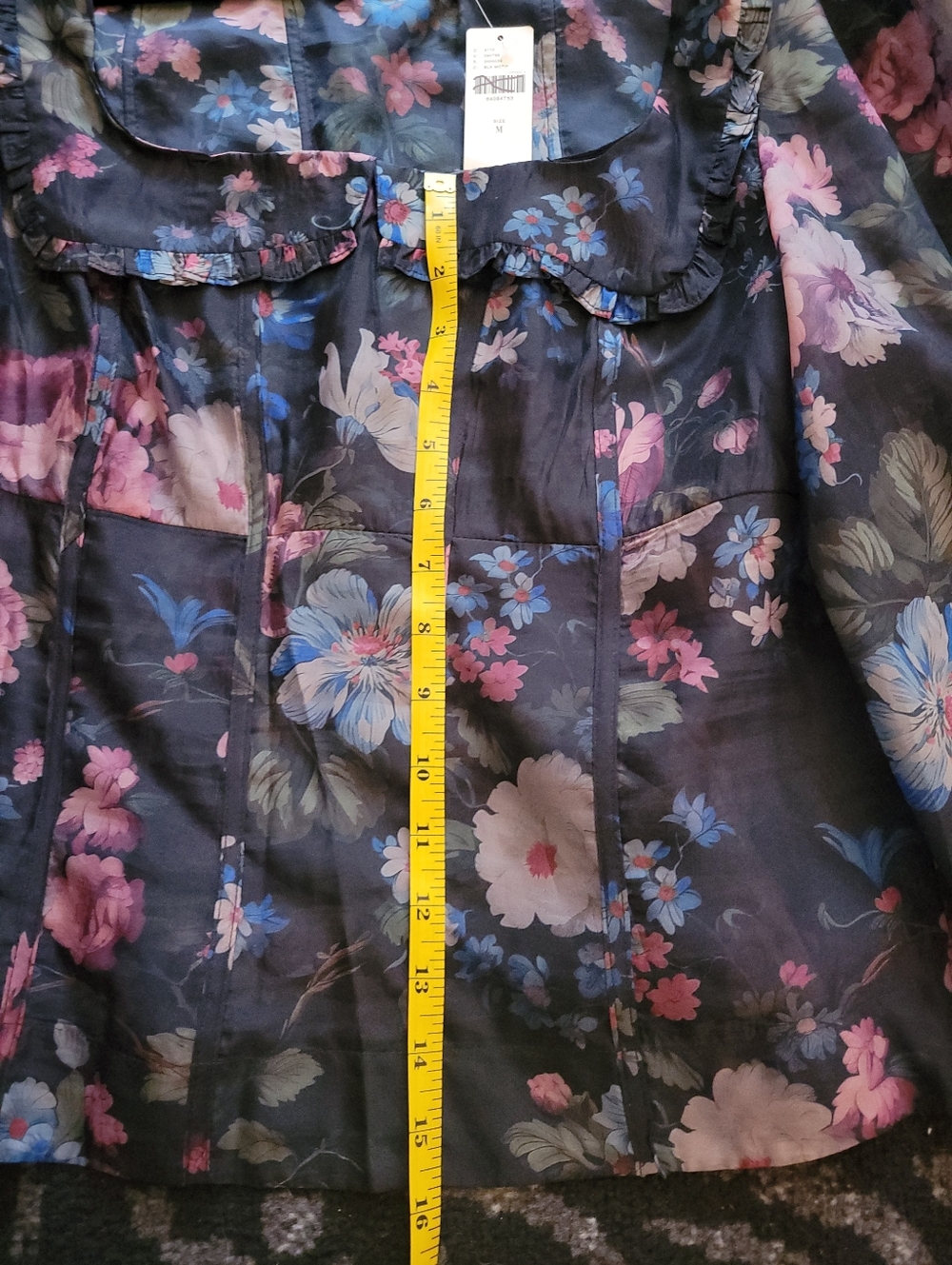 Anthropologie Floral Sheer Blouse - Black, Pink, Blue - Picture 10 of 11